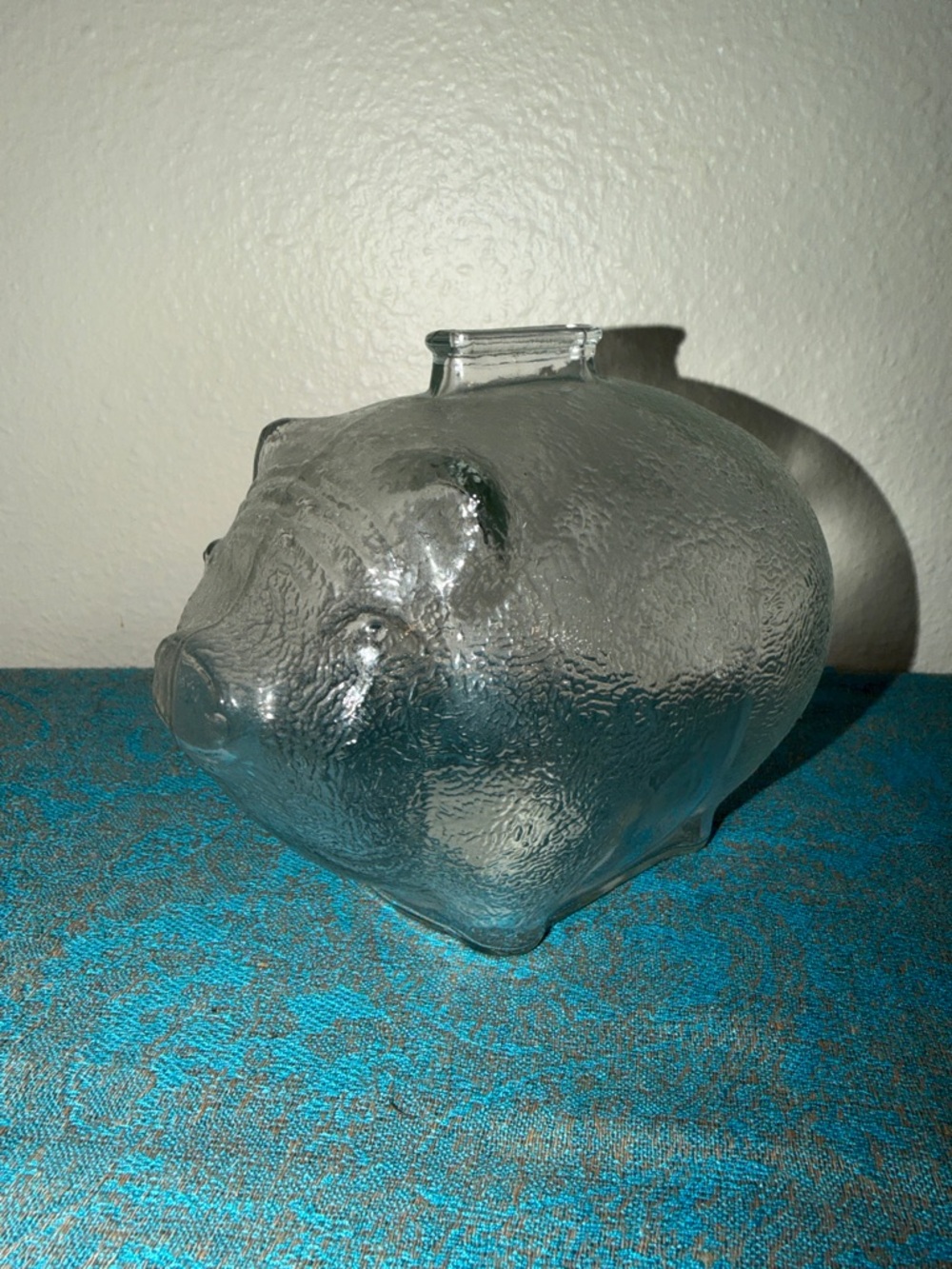 Vintage Anchor Hocking Clear Glass Piggy Bank 8" L x 5.5" H made in USA